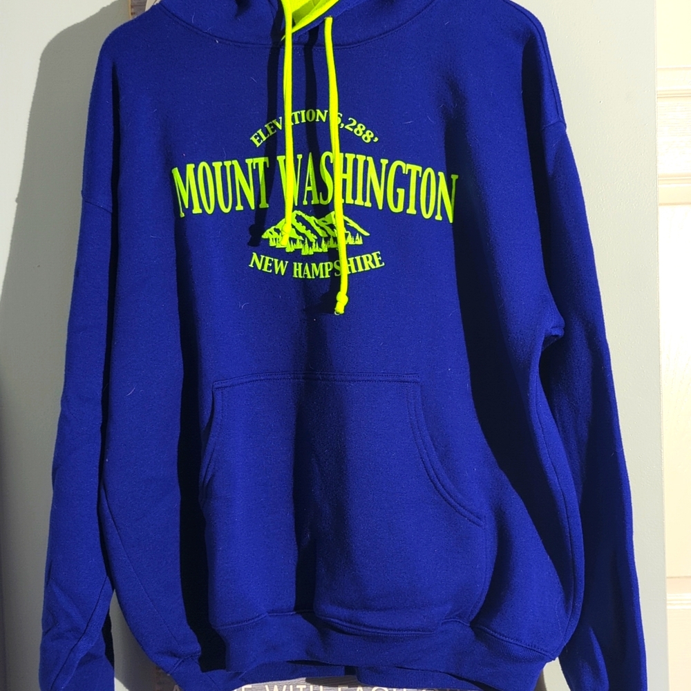 🩵5/$25 Blue and neon green Mt. Washington hoodie